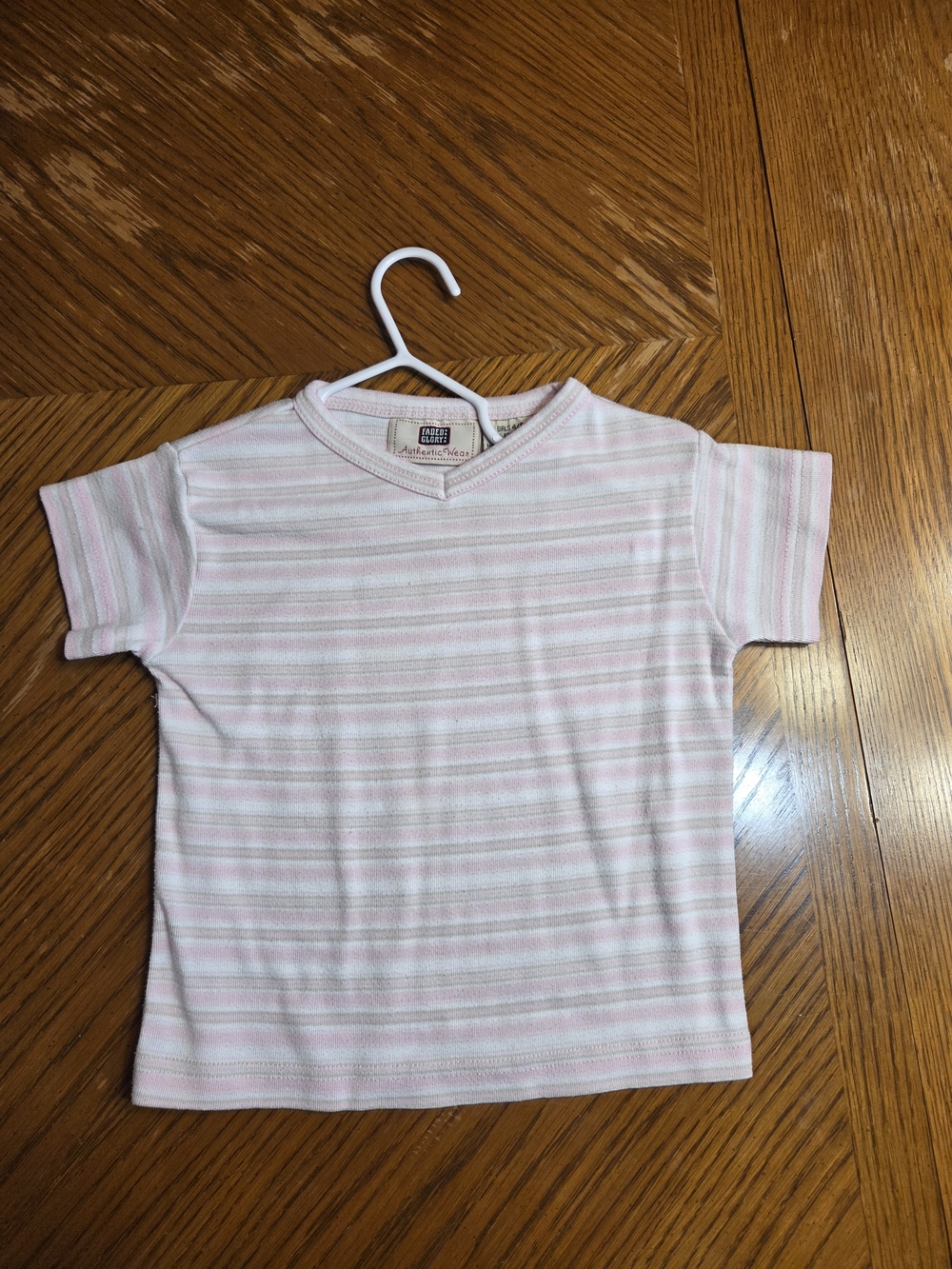 Faded Glory Pink & White Striped Short Sleeve Tee